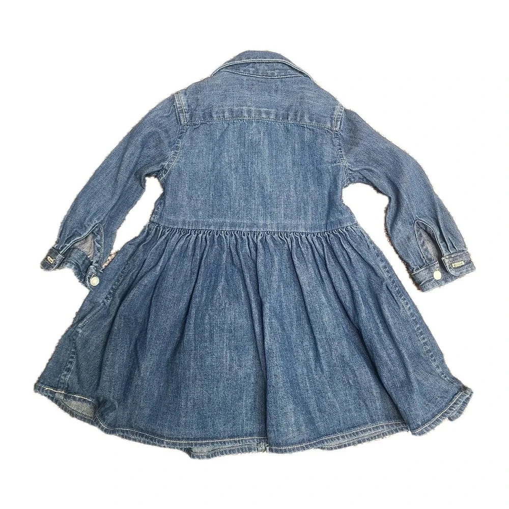 Ralph Lauren Denim Shirtdress Baby Girl Infant Long Sleeve Button Front Sz 6 Mon
